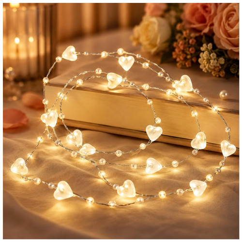 Lichterkette led herzen perlen - led,