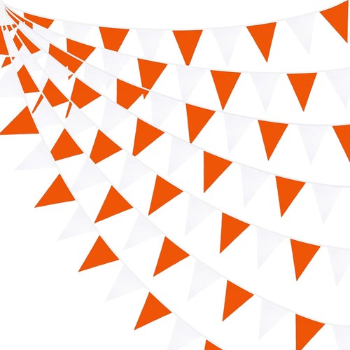 Wimpelkette 32ft orange weiß - 32ft,