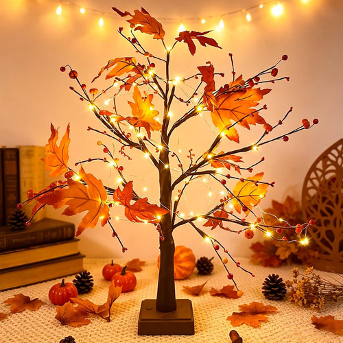 Herbstdeko ahornblatt baum mit - herbstdeko,